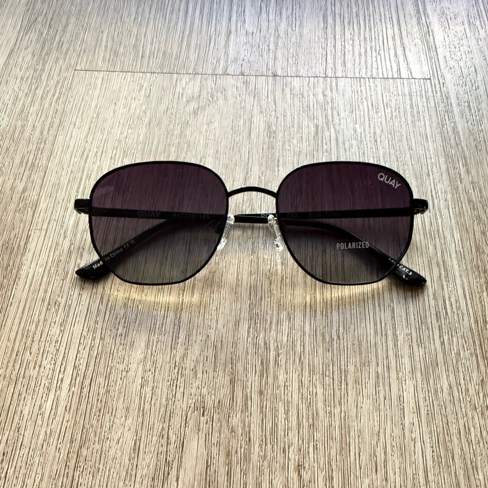 quay australia big time black round geometric Polarized sunglasses eyewear NEW